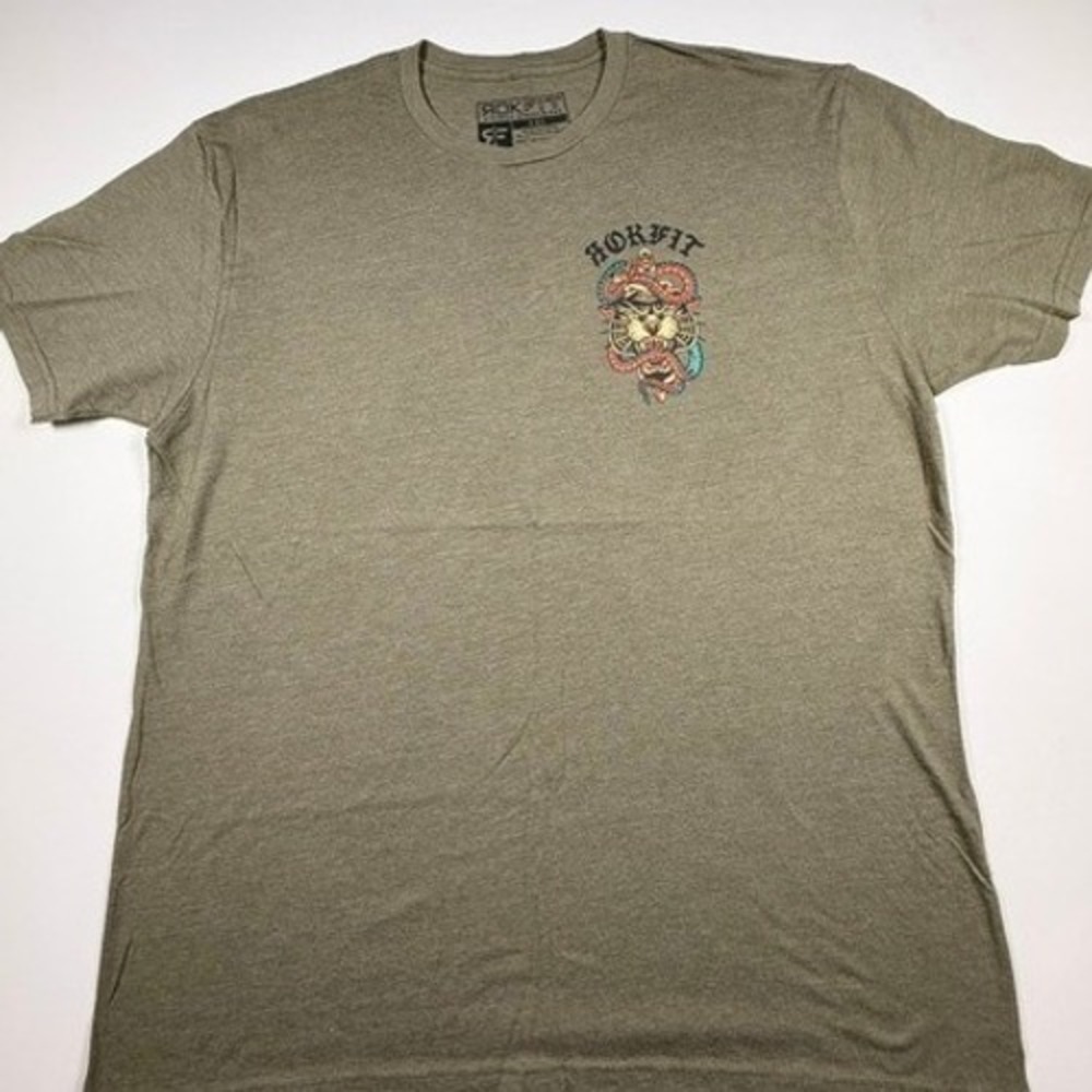 Rokfit Athletic Streetwear Mens XXL Green Graphic Tee Work Hard Don't Give Up